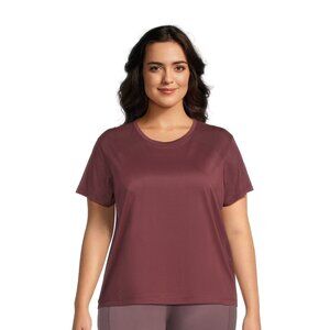 Avia Women’s Perforated Performance T-Shirt with Short Sleeves,  Chianti, XL